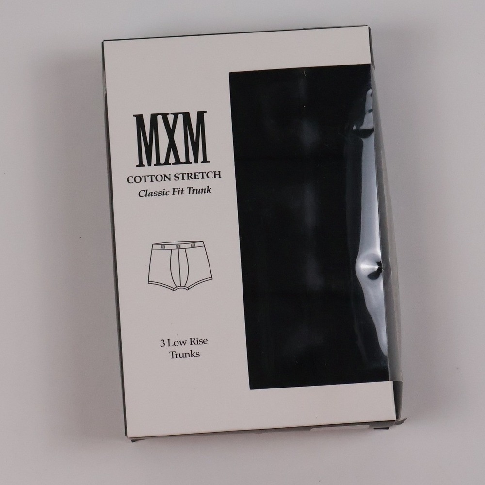 MXM Trunks Cotton Stretch Classic Fit 3-Pack Black Solid Large NWT